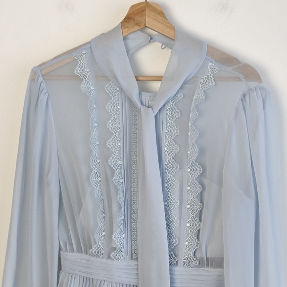 Self-Portrait • Pale Blue Chiffon Mini Dress - Picture 4 of 12